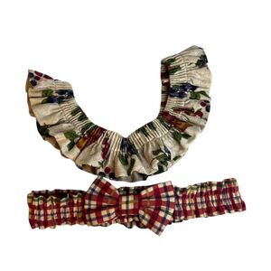 Longaberger Basket Garter Trim Swag Set of 2 Fruit Medley & Plaid with Bow